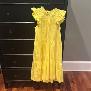 Yellow Ruffled Tiered Sundress with Collar